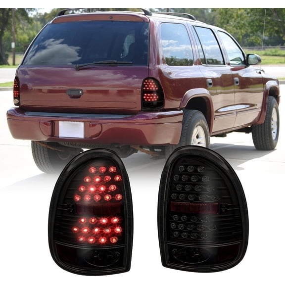 LED Tail Lights for 98-03 Dodge Durango 96-00 Caravan Rear Lamp Black Smoke Pair