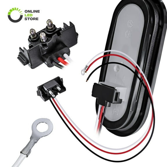 LED Taillight 90 Degree PL-3 3-Pin Plug [Easy Installation] [Fits 4" Round Taillights] [Fits 6" Oval Taillights] - Connector for Trailers RV Jeep & Trucks Turn Stop Brake Reverse Parking Lights