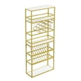 thumbnail image 1 of LED Tall Bar Cabinet Wine Rack, Gold Contemporary Standing Honeycomb Wine Rack with Glass Rack, 1 of 2