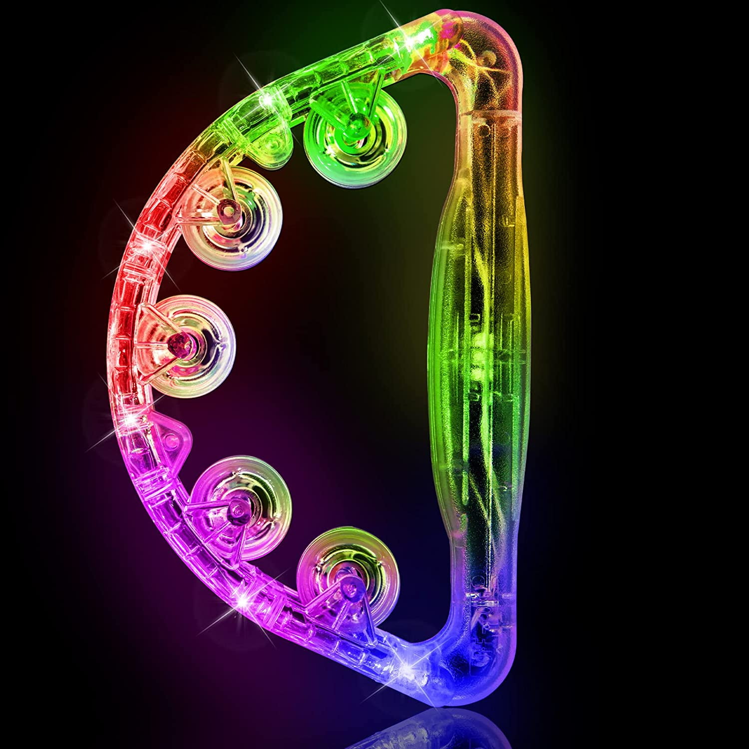 LED Tambourine Light Up Toys Handheld Musical Flashing Tamborine