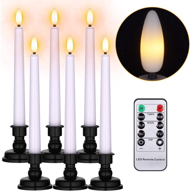 LED Taper Candles with Remote, 6pcs Battery Operated Candles with Timer