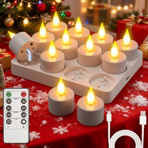 LED Tea Candles, 12-Pack Flame-Free Electronic Simulated Candles, Battery-Powered with Remote Control, Realistic Bright Flickering Tea Candles