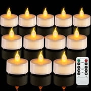 12PCS LED Tealight Candles with Remote Timer, Battery Operated Flameless Tea Light Candles, Fake Flickering Votive Candles for Home Centerpiece Table, Anniversary, Party, Halloween, Ramadan Decor