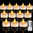 thumbnail image 1 of 12PCS LED Tealight Candles with Remote Timer, Battery Operated Flameless Tea Light Candles, Fake Flickering Votive Candles for Home Centerpiece Table, Anniversary, Halloween, Valentines Day Decor, 1 of 12
