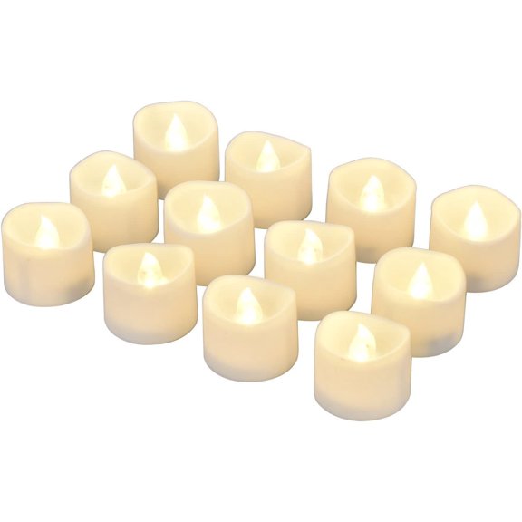 LED Tea Lights Flameless Candle with Timer, 6 Hours on and 18 Hours Off, 1.4 x 1.3 Inch, Warm White, [12 Pack]