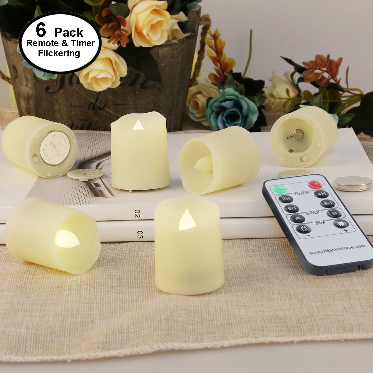 LED Tea Lights Flameless Candles Valentine s Day with Remote and Timer Outdoor Flickering Votive Lights Warm White Color Pack of 6 1.3in
