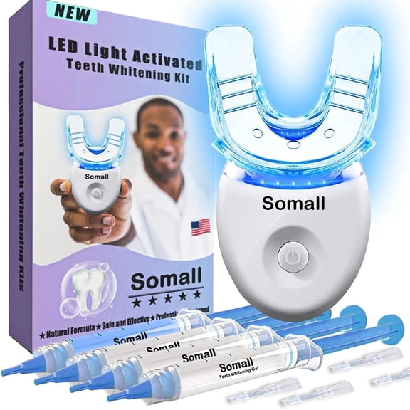 LED Teeth Whitening Kit: 35% Carbamide Peroxide, 3 Gel Syringes, Desensitize Gel