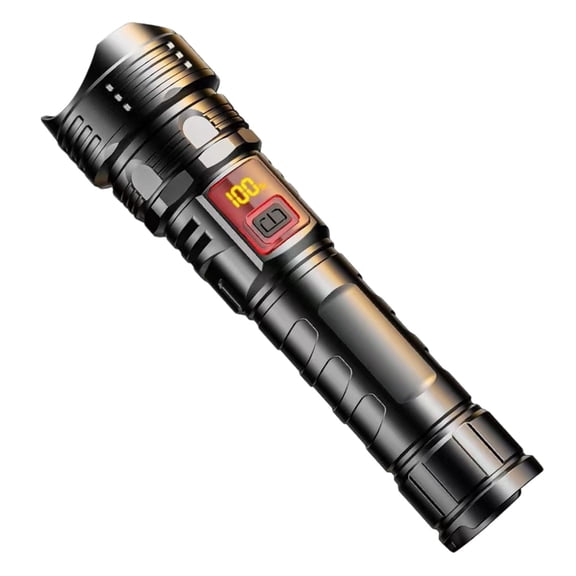 LED Telescopic Focus Flashlight, Power Display Built-in Battery, 2 Light Modes, Precision Glow for Outdoor Camping Hiking Use