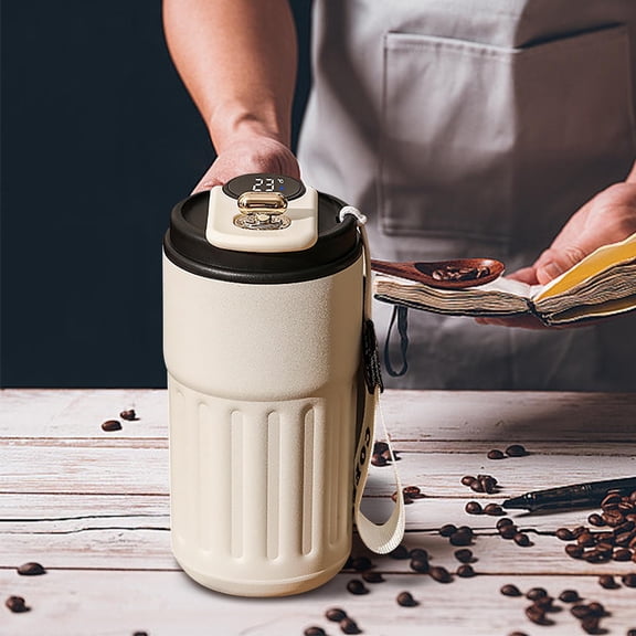 LED Temperature Display Coffee Mug Stainless Steel Thermos, Portable Hot and Cold Coffee Cup, Large Capacity Leak-Proof Lid, Portable Smart Coffee Thermos Hot Water Bottles