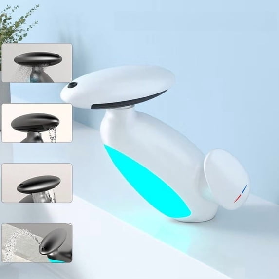 LED Temperature Sensitive 4 Modes Outlet Basin Faucet Large LED Light Hot Cold Water Sink Mixer Wash Tap Single Hole For Bathroom