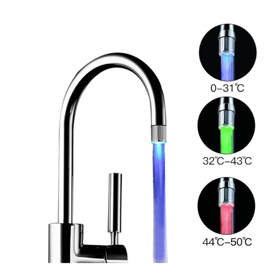 LED Temperature Sensitive Light-up Faucet Kitchen Bathroom Glow Water Saving Faucet Aerator Tap Nozzle Shower Easy To Clean ,Easy to Use