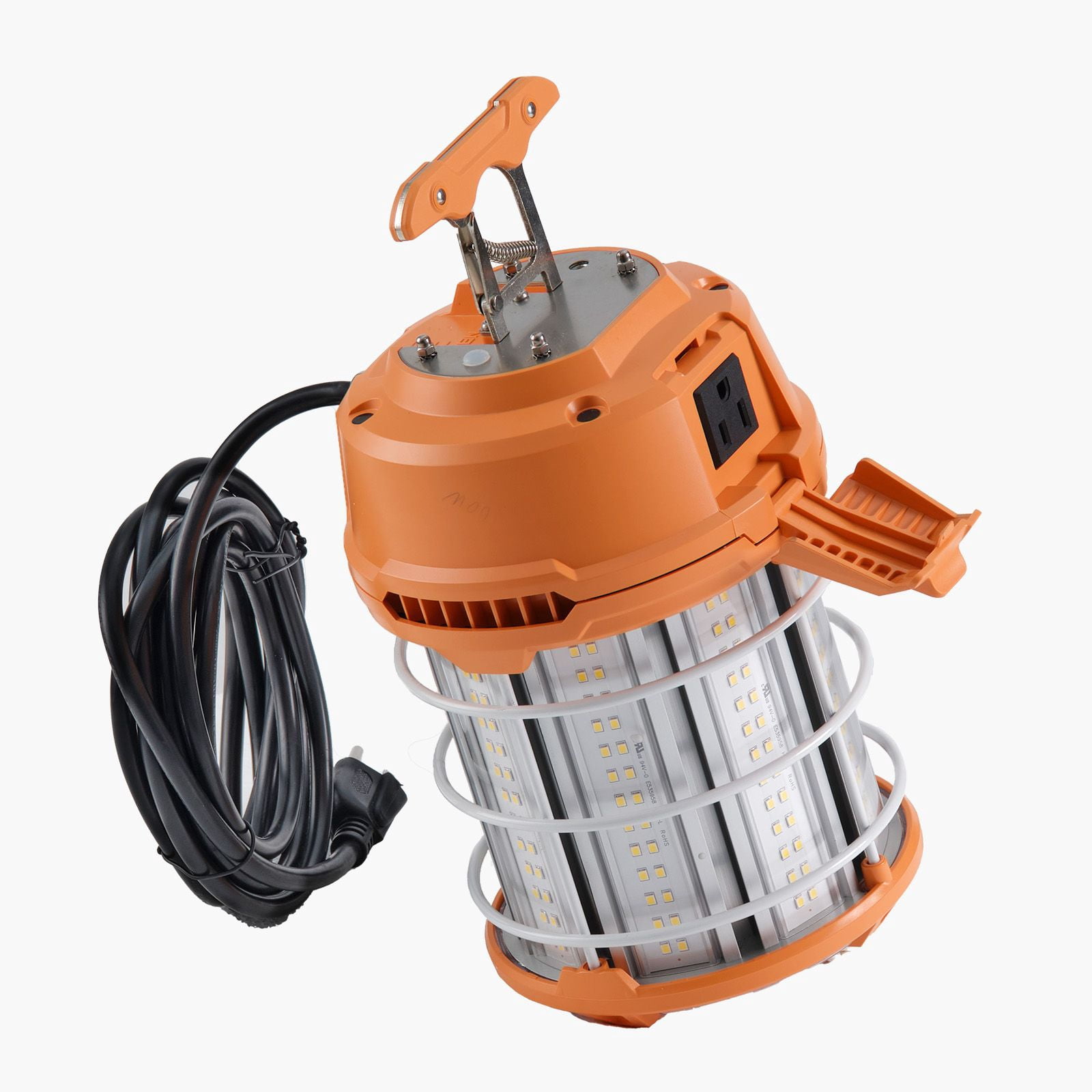 LED Temporary Work Light 100W 14400lm 360° Illumination Linkable with Metal Guard for Construction Site