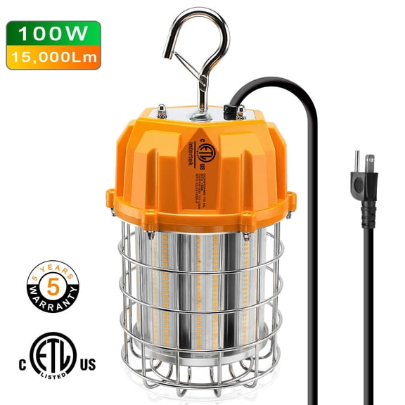 LED Temporary Work Light 100W 15000LM High Bay Construction Jobsite Hanging Lamp