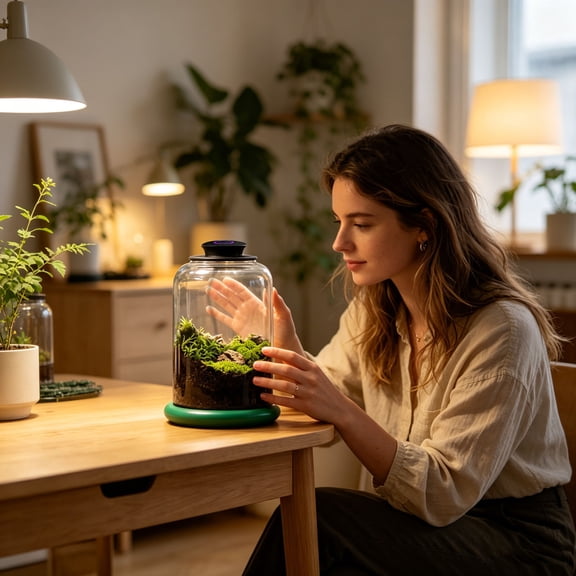 LED Terrarium Grow Light Adjustable Grow Light with Rotatable Base USB Powered Micro Landscape Lamp Mini Moss Succulent Bonsai Growing Light for Desktop Glass Jar Indoor DIY Micro Garden