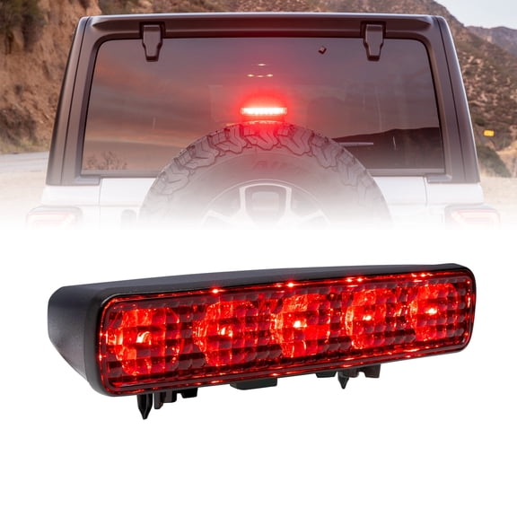 LED Third Brake Light Replacement for Jeep 2018+ Wrangler JL [Red Lens] [Plug-n-Play] [IP67 Waterproof]