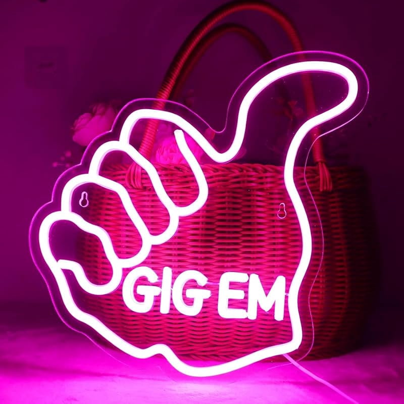 LED Thumbs Up GIG EM Neon Light signs for Wall Decor Nice Purchase Hand ...