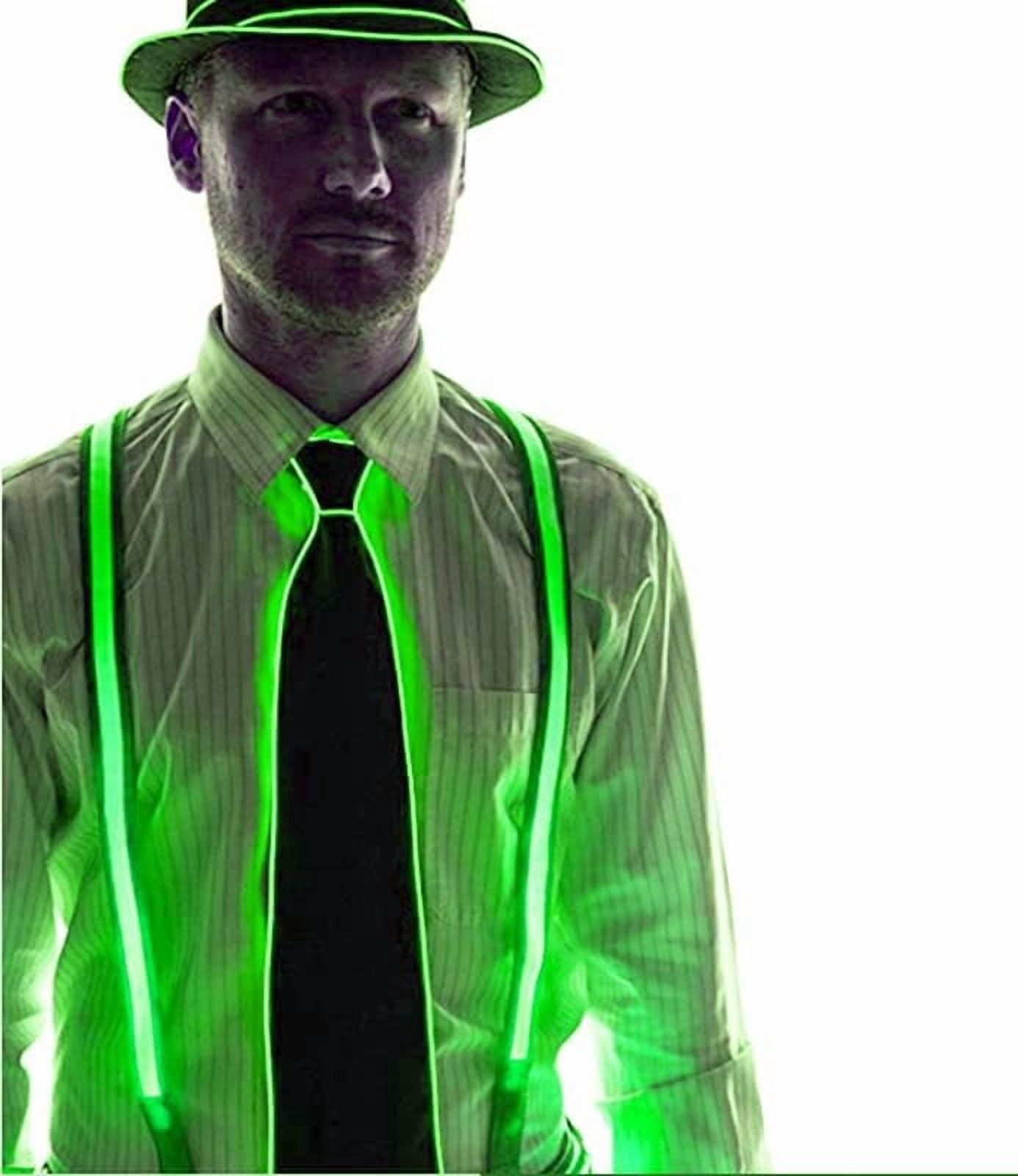 LED Tie with LED Suspenders and LED Party Hat, Back Suspenders LED ...