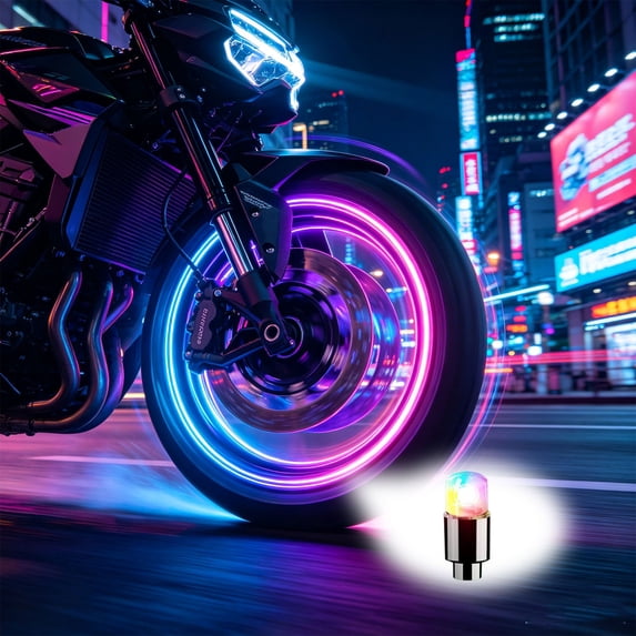 LED Tire Valve Stem Caps, Universal Wheel Air Valve Cover, Motion Glow Safety Light, Fits Cars Bikes Motorcycles, 4 Pcs Set