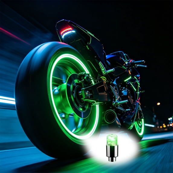LED Tire Valve Stem Caps, Universal Wheel Air Valve Cover, Motion Glow Safety Light, Fits Cars Bikes Motorcycles, 4 Pcs Set
