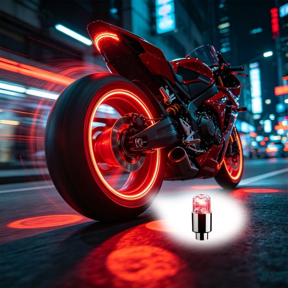 LED Tire Valve Stem Caps, Universal Wheel Air Valve Cover, Motion Glow Safety Light, Fits Cars Bikes Motorcycles, 4 Pcs Set