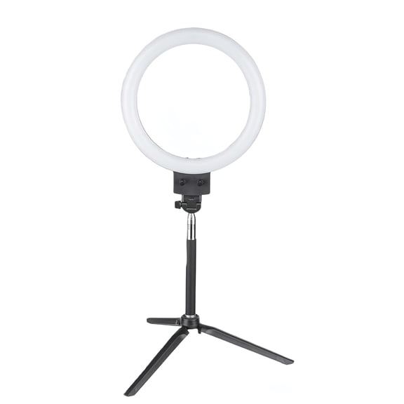 LED Tool Light, 8-inch Adjustable Lighting Studio Lamp, with Remote Control, with 360-degree Rotating Mobile Phone Stand, Selfie Stick, Suitable for Selfies, Live Streaming and Video Recording