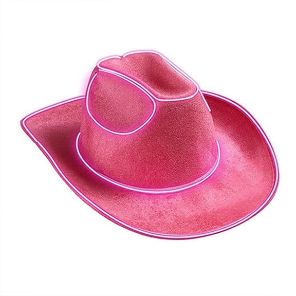 LED Top Hat Western Cowgirl Hat Wide Brim Glowing Hat Fashion-Fedora Musical Festival Party Hat Novelty-Cosplay Headwear