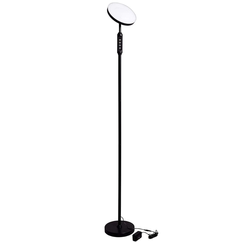 Adjustable Energy-Efficient 70" LED Torchiere Floor Lamp with Remote, Black