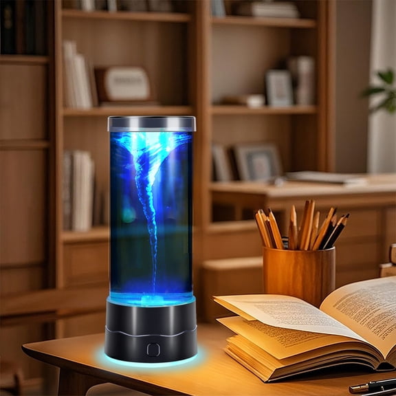 LED Tornado Lamp with Color Changing Lights, 6.7 Inch USB Powered Water Vortex Night Light for Bedroom Office Desk Decor