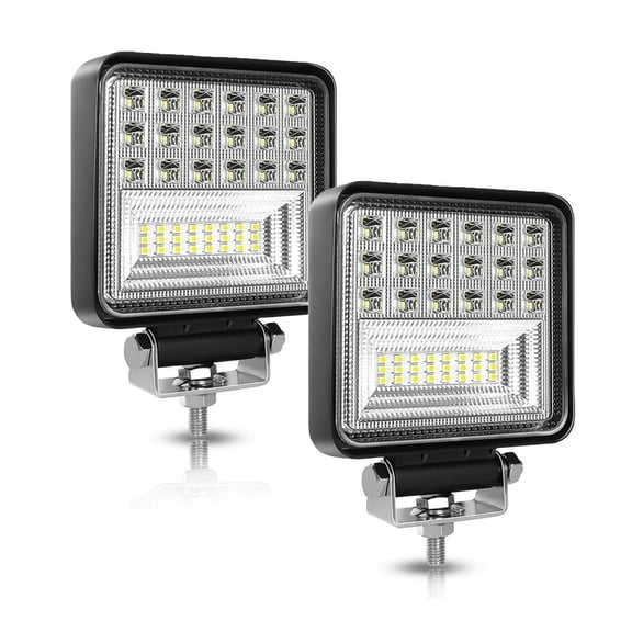 LED Tractor Work Light 4 Inch 126W LED Light Pod 12V 24V Square Light Bars Spot Flood Off Road Lights Led Pods Driving Fog Light for Truck Golf Car RV Boat Grain Drill, Mower, Snowplow