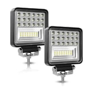 LED Tractor Work Light 4 Inch 126W LED Light Pod 12V 24V Square Light Bars Spot Flood Off Road Lights Led Pods Driving Fog Light for Truck Golf Car RV Boat Grain Drill, Mower, Snowplow