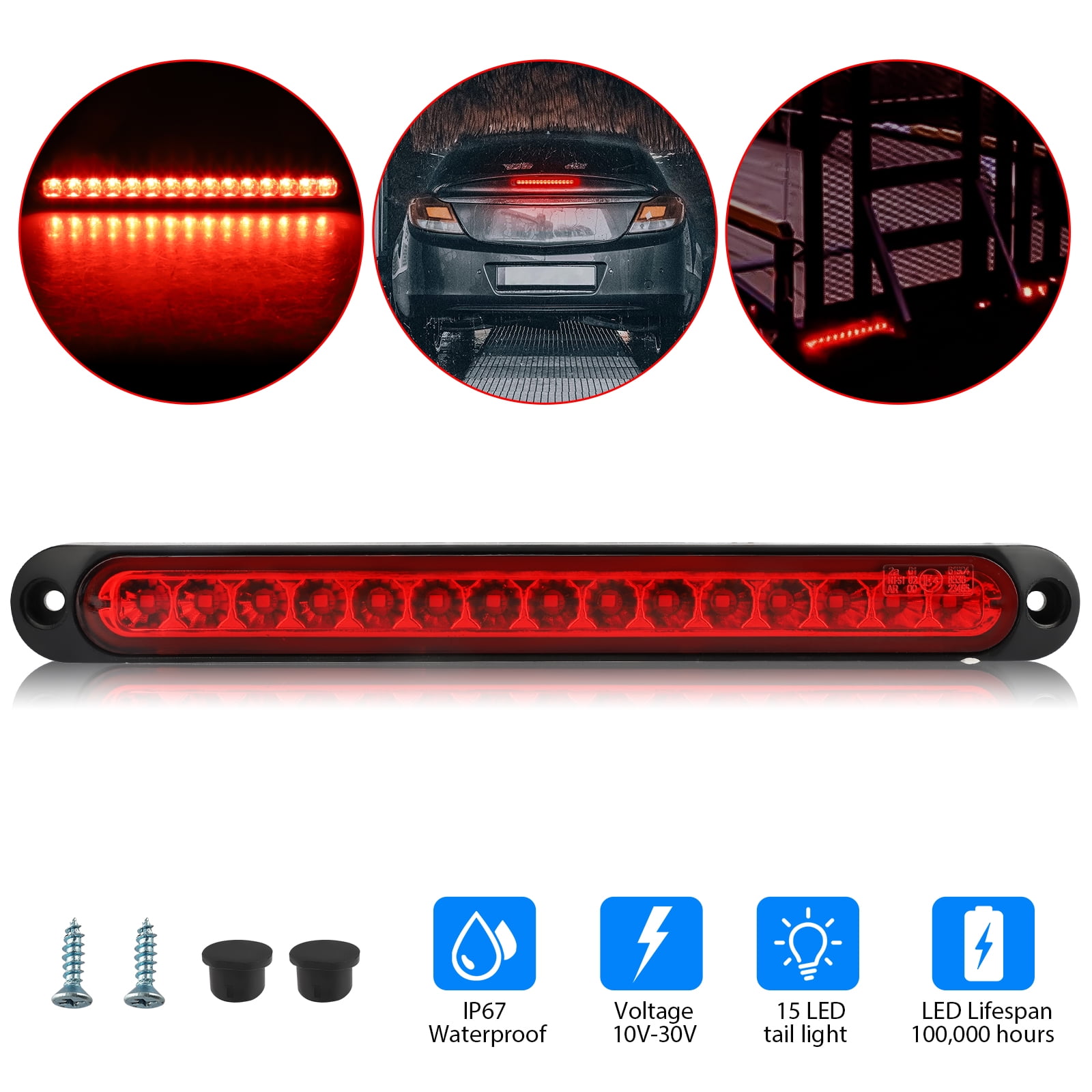 LED Trailer Light Bar, EEEkit 12V 15LED Brake Stop Tail Light, IP67