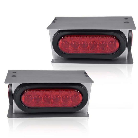 LED Trailer Steel Box Kit Rear Lights Fit for Trailer/Truck W/ 6" Oval Tail Light & 2" Marker Lamp (Red lens) Luces Traseras Brake LightsAssembly