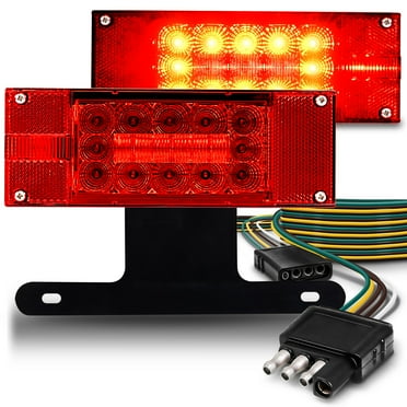 LED Trailer Tail Light Kit [34 High-Vis LEDs] [IP67 Submersible Waterproof] [DOT Approved] [Wiring Harness and Hardware Included] Side Marker Lights Side and Rear Reflectors License Plate Light