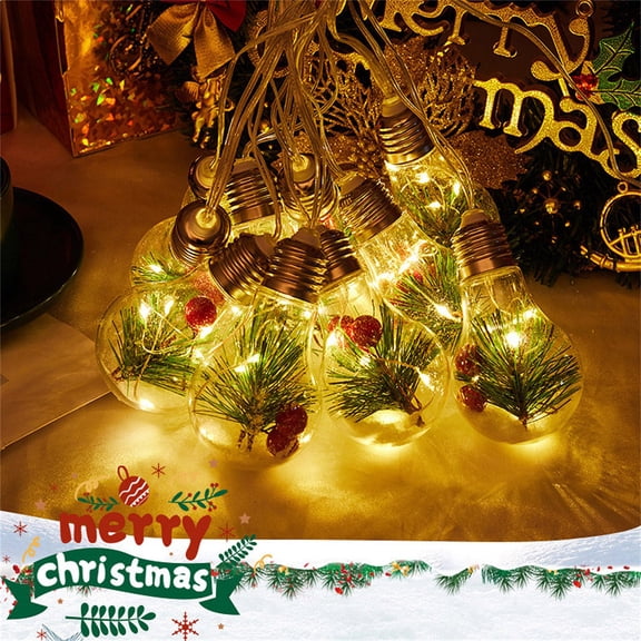 LED Transparent Christmas String Lights, Inkberry Pines Needle Filling Christmas Tree Hanging Decor, 4 Meters 10 Balls 50 LED Lights Warm White Battery Operated for Holiday Party Wedding