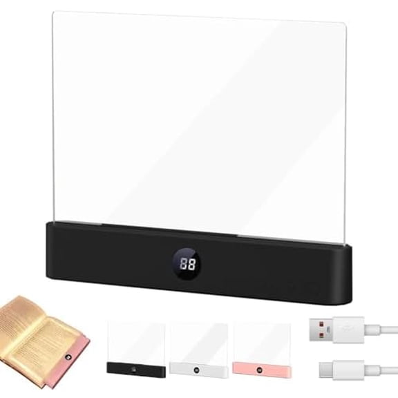 LED Transparent Reading Light, Smart LED Book Light with Adjustable Brightness, Eye Protection, USB Charging Light, Portable Lightweight Acrylic Page Lamp for Night Reading$$Tools & Hardware Other