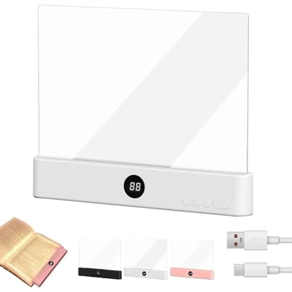 LED Transparent Reading Light, Smart LED Book Light with Adjustable Brightness, Eye Protection, USB Charging Light, Portable Lightweight Acrylic Page Lamp for Night Reading$$Tools & Hardware Other