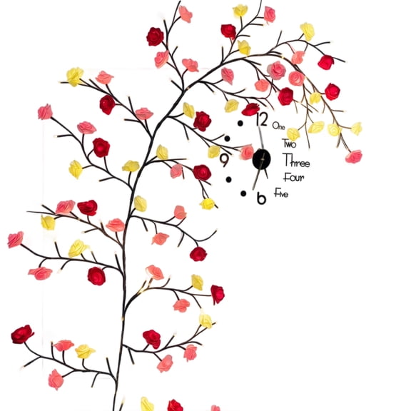 LED Tree Branch Lights for Wall,Rose Flower Willow Vine Twig Decor Garland with 96 LED Lights and Remote,8 Lighting Modes,Christmas Decorations Indoor for Home Wall Door Window