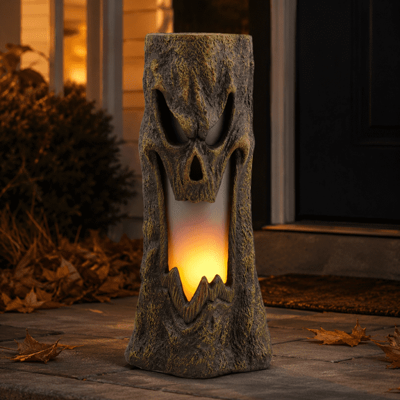 LED Tree Trunk Blow Mold Halloween Decor, Battery Operated Lighted Spooky Tree Face for Yard, Porch, Pathway and Garden Display
