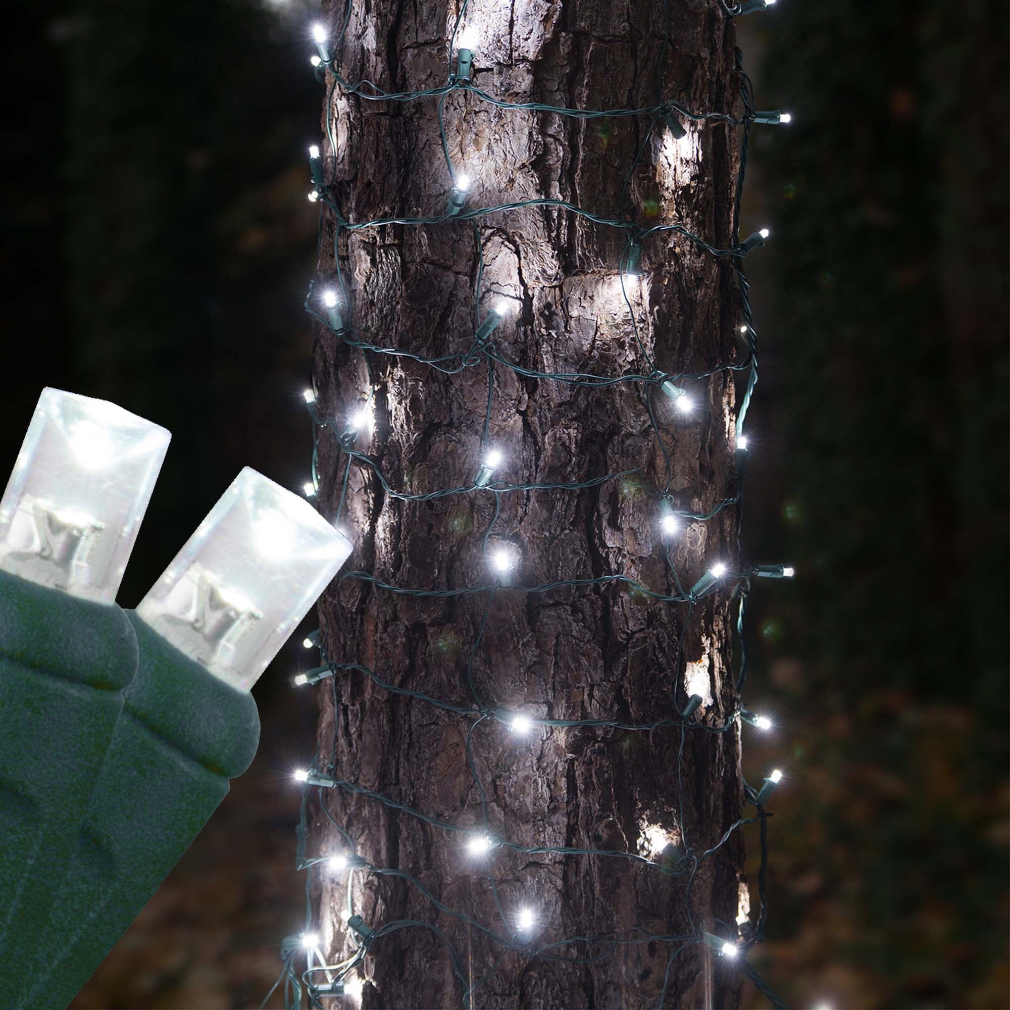 LED Tree Trunk Wrap Lights Tree Wrap Christmas Lights Easy Christmas Yard Lights 100 Lights 2 x 6 Net Cool White Lights Green Wire