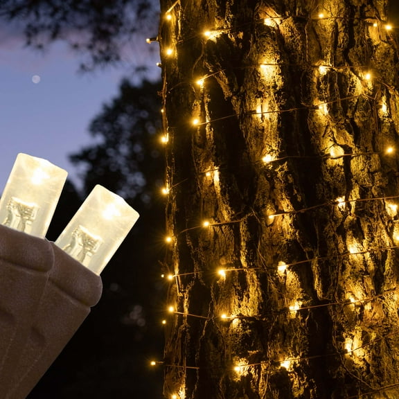 LED Tree Trunk Wrap Lights, Tree Wrap Christmas Lights, Easy Christmas Yard Lights (100 Lights, 2' x 6' Net, Warm White Lights, Brown Wire)