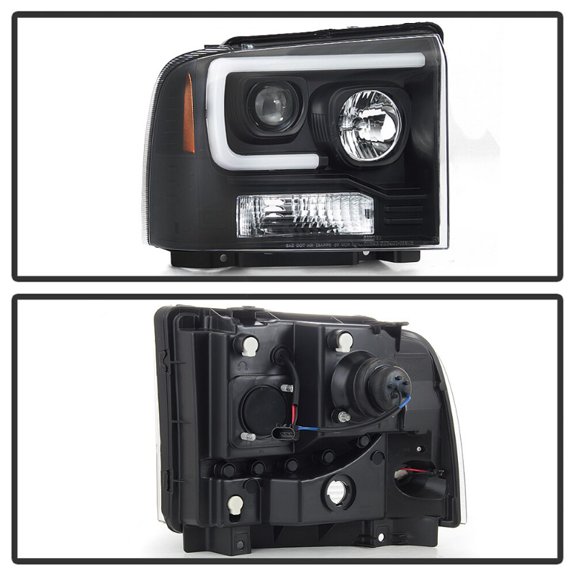 Black 2005 2006 2007 Ford F250 F350 F450 Superduty LED Tube Projector Headlights