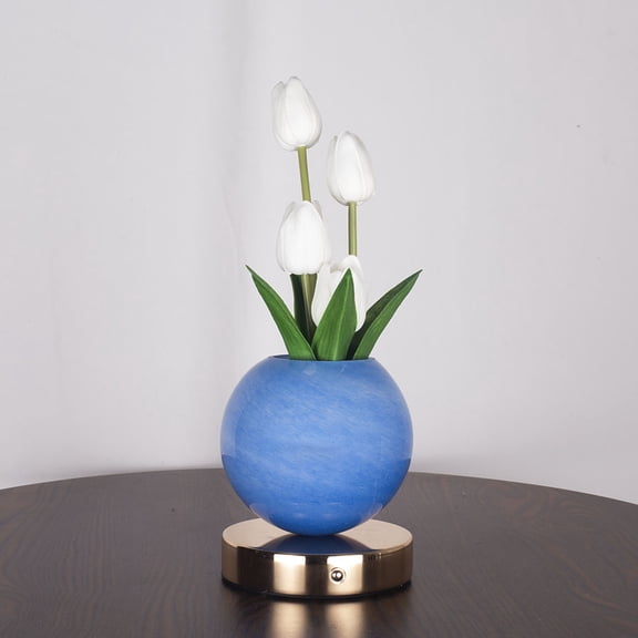 LED Tulip-Shaped Night Light, Tulip Starry Sky Night Table Lamp, USB Charging, Wireless Touch Control, Three-Color Adjustable Brightness(Style C)Q