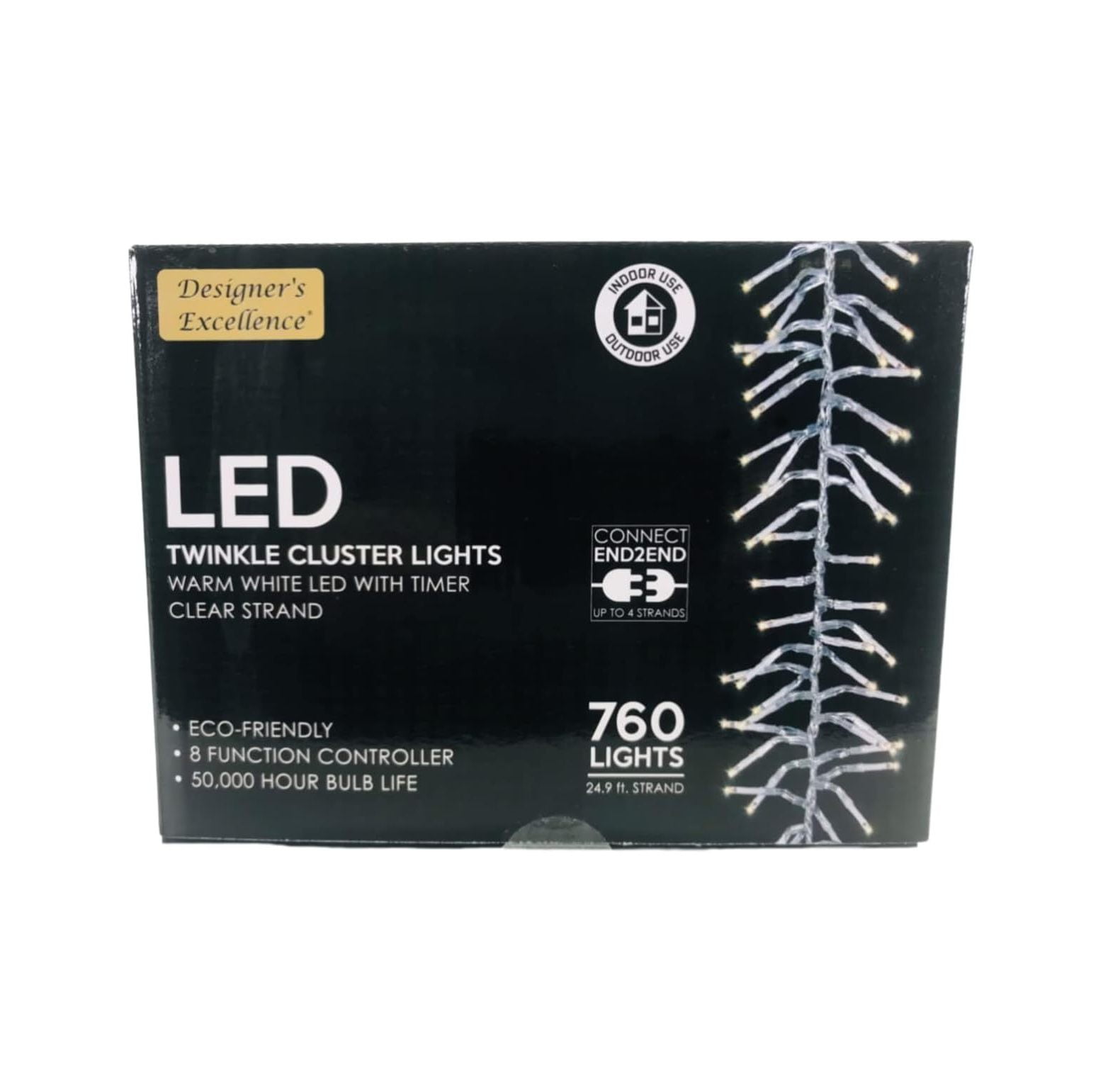 LED Twinkle Cluster Lights w/ Clear Strand Connect End to End (Warm