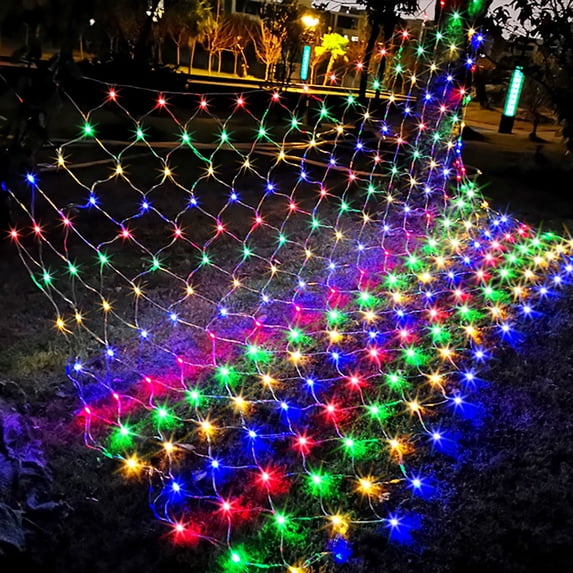 LED Twinkle Lights Fairy Net String Light ,8 Modes Plug-in Christmas Bush Lights, Connectable Waterproof Mesh Lights for Trees, Garden, Outdoor, Christmas Decorations (Multicolor,1.5X1.5m)