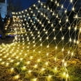 thumbnail image 1 of LED Twinkle Lights Fairy Net String Light ,8 Modes Plug-in Christmas Bush Lights, Connectable Waterproof Mesh Lights for Trees, Garden, Outdoor, Christmas Decorations (Warm White,1.5X1.5m), 1 of 8