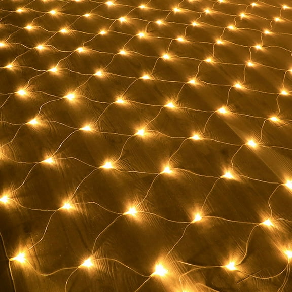 LED Twinkle Lights Fairy Net String Light ,8 Modes Plug-in Christmas Bush Lights, Connectable Waterproof Mesh Lights for Trees, Garden, Outdoor, Christmas Decorations (Warm White,1.5X1.5m)