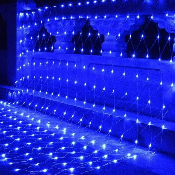 LED Twinkle Lights Fairy Net String Light ,8 Modes Plug-in Christmas Bush Lights, Connectable Waterproof Mesh Lights for Trees, Garden, Outdoor, Christmas Decorations (Blue,1.5X1.5m)