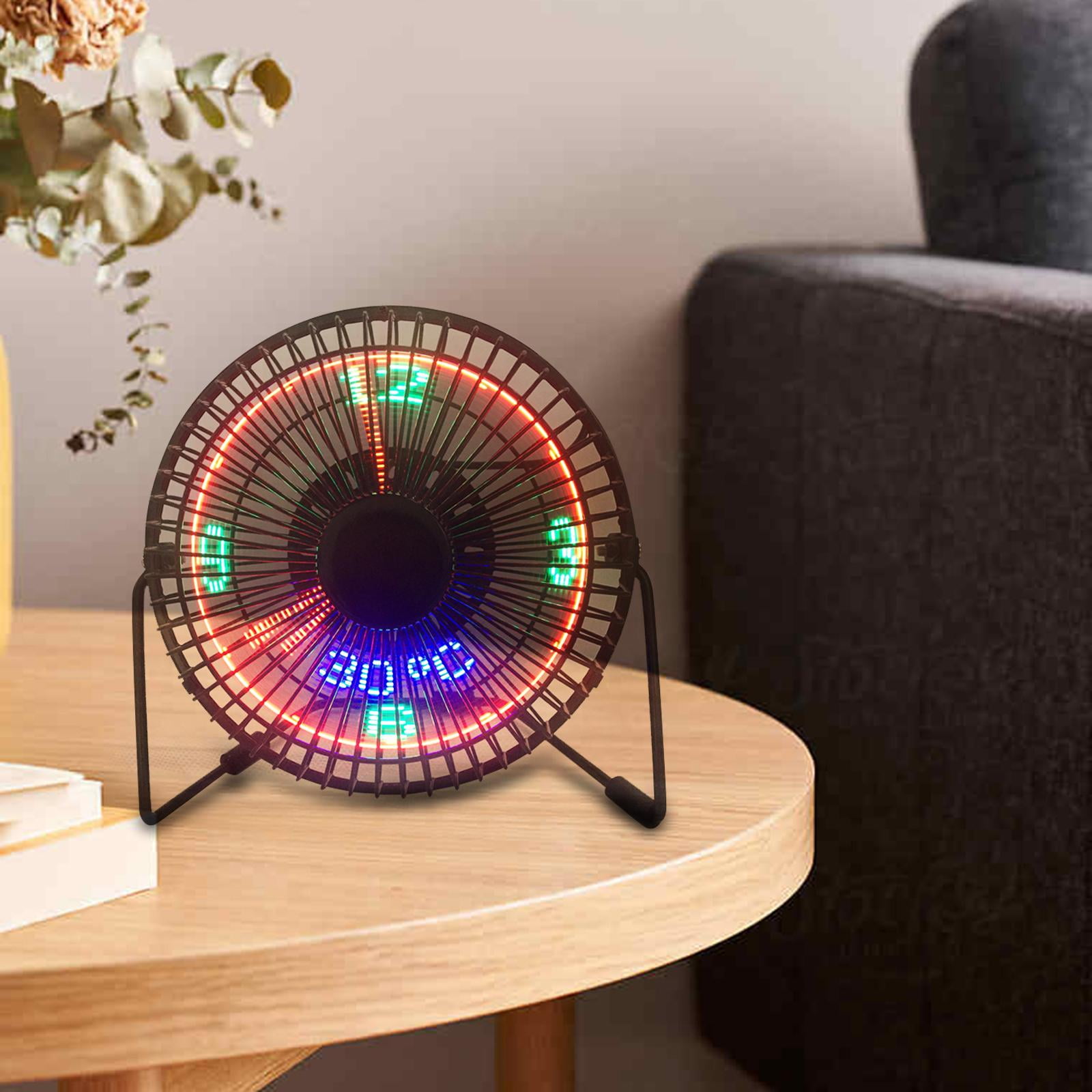 5v Usb Fans Cooler For Car Desk With Led Light Real Clock
