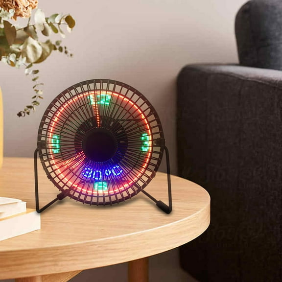 LED USB Clock Fan with Real Time Clock Display Function Summer Home Desk Fan 6 Inch Temperature
