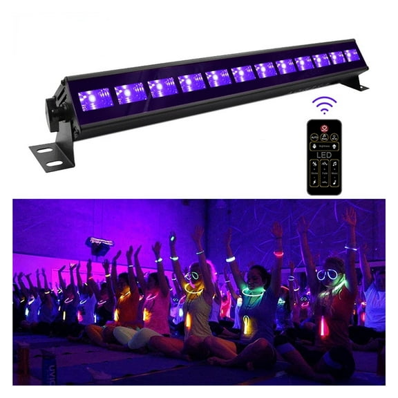 LED UV Black Light Sound Activated Glow Dark Party with Remote Control DJ Disco Strobe Stage Blacklight for Bar Party Birthday